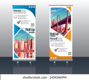 super modern roll up designs for business,background and with nice colorful vector images and discount poster design