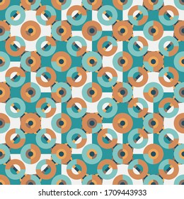Super modernes und dynamisches geometrisches, nahtloses Muster mit gefliesten, runden Formen. Truchet kreativen Hintergrund für Web, Interieur und Mode. 