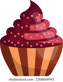 Super Moist Chocolate Raspberry Cupcake concept, Rich bittersweet Mini cake vector color icon design, Bakery and Baked Goods symbol, Culinary and Kitchen sign, Recipe development stock illustration