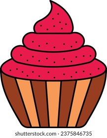 Super Moist Chocolate Raspberry Cupcake concept, Rich bittersweet Mini cake vector icon design, Bakery and Baked Goods symbol, Culinary and Kitchen sign, Recipe development stock illustration