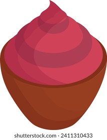 Super Moist Chocolate Raspberry Cupcake isometric concept, Rich bittersweet Mini cake vector icon design, Bakery and Baker symbol Culinary and Kitchen sign, Recipe development stock illustration