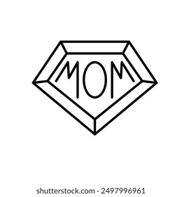 Super Mom Badge Symbol im dünnen Linienstil Vektorgrafik-Design 