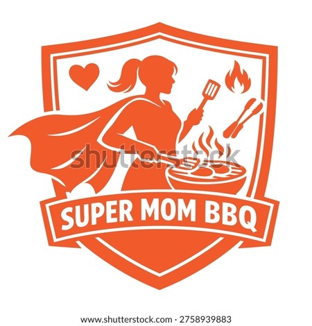 Super Mom BBQ Grilling Shield Logo