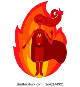 Super Mom, The best Mother with fire background. Vector illustration.
