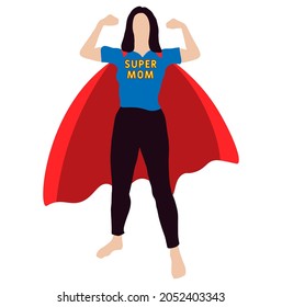 Super Mom. Super hero, color vector illustration