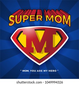 Super Mom Logo Design For Mother's Day. Letter M logo in Diamond Shape.Vector illustration