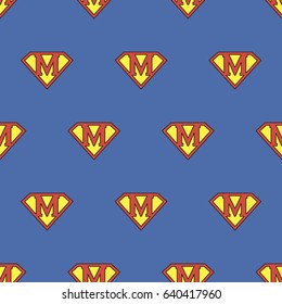 Super Mom. Seamless Kids Pattern With Super Hero