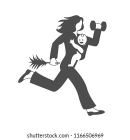 Super Mom silhouette vector