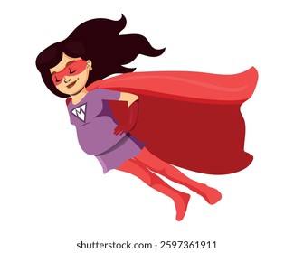 super mom vector cartoon, vector illustration.