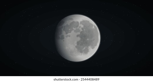 Supermond, leuchtend mit blauem Halo, einzeln auf schwarzem Hintergrund. Super Moon mit blauem Halo auf schwarzem Hintergrund - Glowing Moon Illustration, Night Sky, und Moon Phases Art