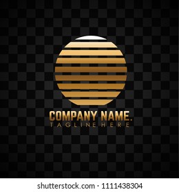 Super moon linked logo design with gold line and circle