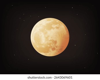 Super Moon and Night black sky with stars 3D render vector illustration. Moon cartoon realistic icons for web design, banners and ads. Full moon and crescent moon illustration