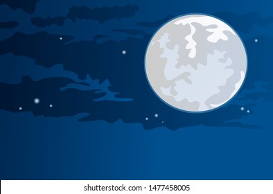 Super moon, Sky with cloud and bright full moon on Serenity nature background.