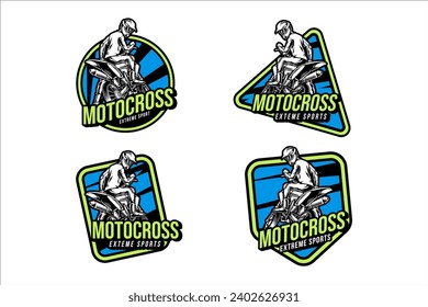 super moto badge logo design set collection for sport and adventure