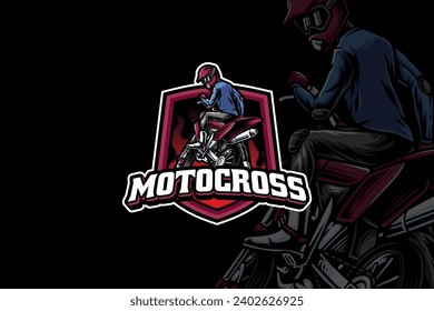 super moto esport mascot logo design for sport and adventure