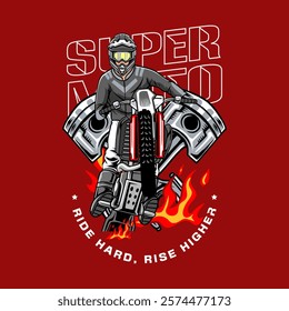 Super Motocross Championship Sport with Piston element Badge Logotype Illustration