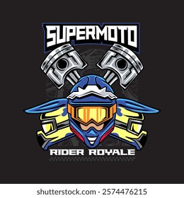 Super Motocross Extreme Championship Sport Adventure Badge Vector Illustration