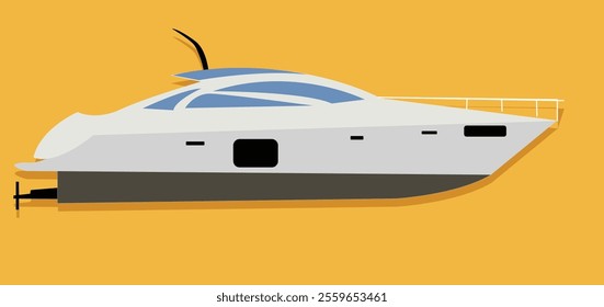 Super motor yacht. Luxurious ship for trip or party in the ocean, yacht illustration