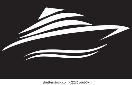 Super motor yacht at sea. Vector illustration of yacht or vessel with solid background. Luxurious ship for trip or party in the ocean, yacht illustration for rent or for sale, boat icon on the ocea