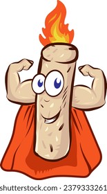 super muscular pellet cartoon on flame background