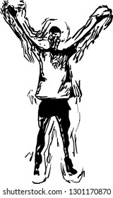The super natural man have an inner power exploding unexpectedly. Concept Super power. 