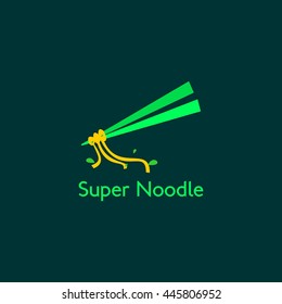 Super Noodle Restaurant Vector Design Logo Template. Flat Style