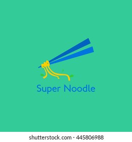 Super Noodle Restaurant Vector Design Logo Template. Flat Style