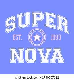 SUPER NOVA COLLEGE TEXT, LOGO COLLEGE, SLOGAN PRINT VECTOR