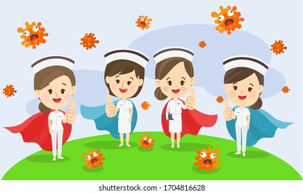 Super Nurse Character on Background Vector