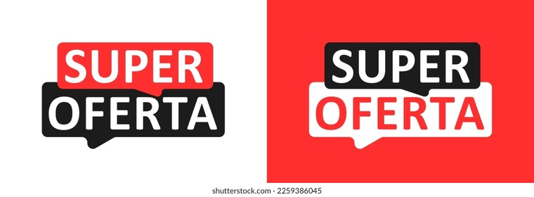 Super Offer lettering in Polish (Super Oferta). Set of Sale labels. Vector illustration. Isolated on white background