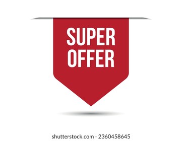 súper ofrecer ilustración de banner de vector rojo aislado en fondo blanco