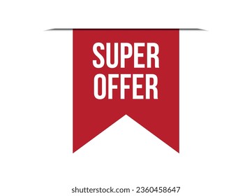 súper ofrecer ilustración de banner de vector rojo aislado en fondo blanco