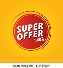 Super Offer, special offer paper banner design, seasonal special offers up to 60% off. Vector illustration