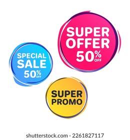 Super Offer, Special Sale and Super Promo Advertising Shopping Labels