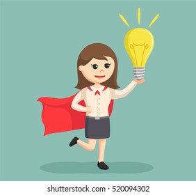 super office girl with giant bulb