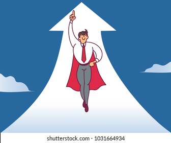 super office man point at the top arrow