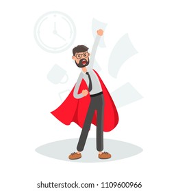 Super Office Worker color flat illustration