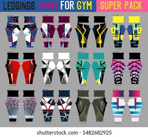 Super Pack Of Leggings Pants Vector For Gym With Mold Ready To Use