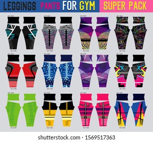 super pack of leggings pants vector for gym with mold ready to use