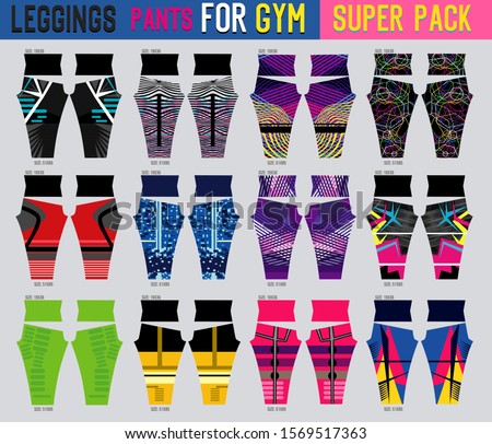 super pack of leggings pants vector for gym with mold ready to use