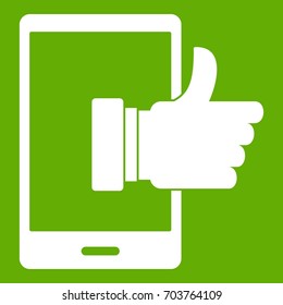 Super phone icon white isolated on green background. Vector illustration