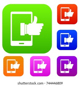 Super phone set icon color in flat style isolated on white. Collection sings vector illustration