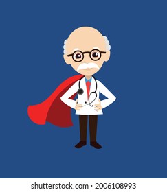 Super Physician - Flat Cartoon as Superhero
