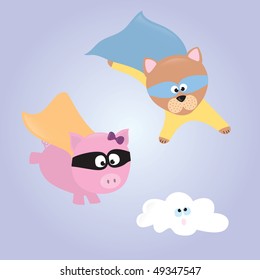 super pig and super kitty to the rescue!