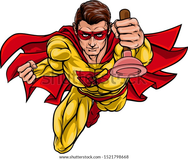 un-superplomero-heroico-heroico-que-sostiene-vector-de-stock-libre-de