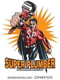 Super-Klempner, Logo für Installationen, Vektorgrafik