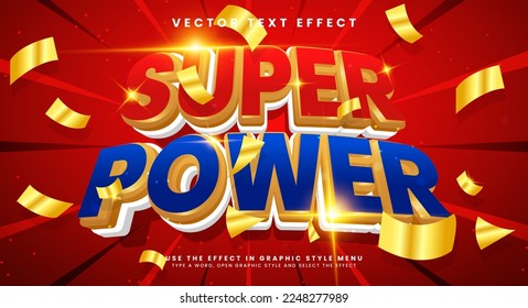 Super power 3d editable text effect with red and blue color, suitable for super hero themes.