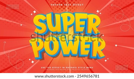 Super Power Cartoon Style 3d editable text effect Template premium vector