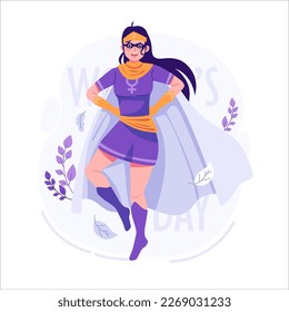 Super power girl flat illustration