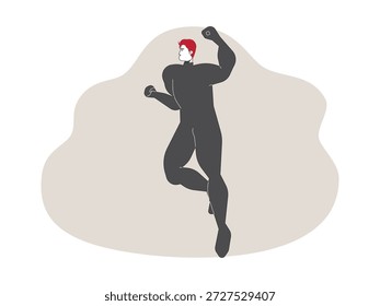 Súper poder de golpe de héroe, Ilustración vectorial de dibujos animados sobrehumanos.